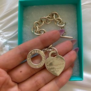Heart Tag Toggle Bracelet in Silver